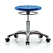 Class 10 Huron Polyurethane Clean Room Stool - Desk Height with Casters in Blue Polyurethane