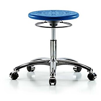 Class 10 Huron Polyurethane Clean Room Stool - Desk Height with Casters in Blue Polyurethane