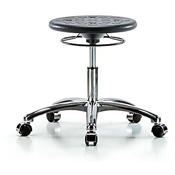Class 10 Huron Polyurethane Clean Room Stool - Desk Height with Casters in Black Polyurethane