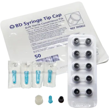 Syringe tip cap with luer tip. Sterile.