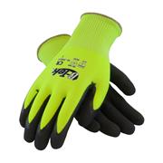 G-Tek® Hi-Vis Lime Green Micro-Surface Nitrile Grip Gloves with HPPE Fiber