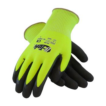 G-Tek® Hi-Vis Lime Green Micro-Surface Nitrile Grip Gloves with HPPE Fiber
