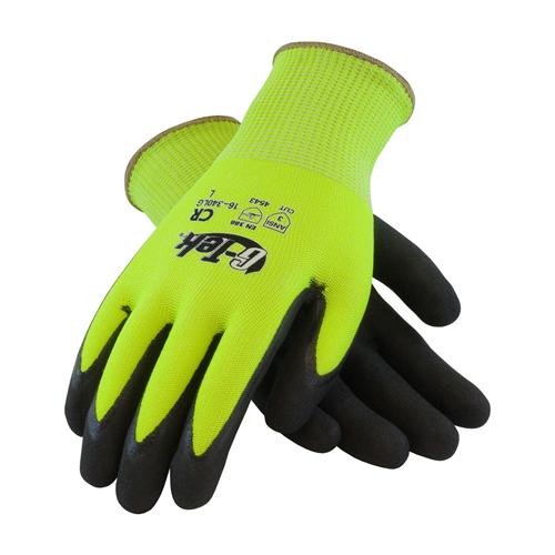 G-Tek® Hi-Vis Lime Green Micro-Surface Nitrile Grip Gloves with