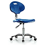 Class 10 Erie Polyurethane Clean Room Chair - Desk Height with Casters in Blue Polyurethane