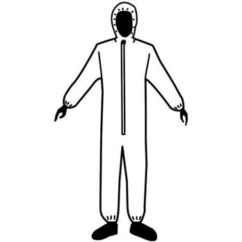 Disposable White Microporous Film Coated Coveralls with Hoods