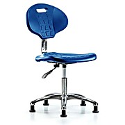 Class 10 Erie Polyurethane Clean Room Chair - Desk Height with Stationary Glides in Blue Polyurethane