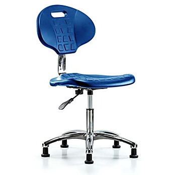 Class 10 Erie Polyurethane Clean Room Chair - Desk Height with Stationary Glides in Blue Polyurethane