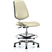 Class 10 Clean Room Vinyl Chair Chrome - Medium Bench Height with Medium Back