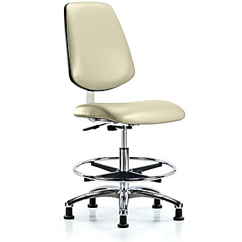 Class 10 Clean Room Vinyl Chair Chrome - Medium Bench Height with Medium Back