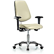 Class 100 Vinyl Clean Room Chair - Desk Height with Medium Back, Adjustable Arms & Casters