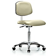 Class 10 Clean Room Vinyl Chair Chrome - Medium Bench Height with Casters