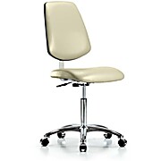 Class 10 Clean Room Vinyl Chair Chrome - Medium Bench Height with Medium Back & Casters