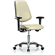 Class 100 Vinyl Clean Room Chair - Desk Height with Medium Back, Seat Tilt, Adjustable Arms & Casters