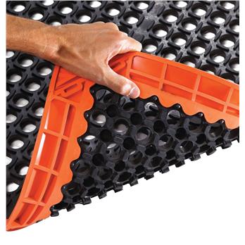 NoTrax 549S2640OB 549 Safety Stance 26 x 40 3-Sided Black/Orange Safety Anti-Fatigue Drainage Mat 