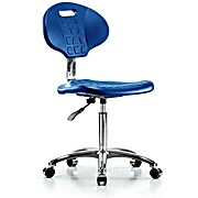 Class 10 Erie Polyurethane Clean Room Chair - Medium Bench Height with Casters in Blue Polyurethane