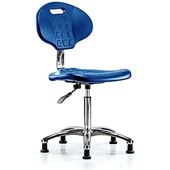 Class 10 Erie Polyurethane Clean Room Chair - Medium Bench Height with Stationary Glides in Blue Polyurethane