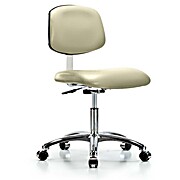 Class 10 Clean Room Vinyl Chair Chrome - Desk Height with Casters