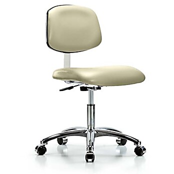 Class 10 Clean Room Vinyl Chair Chrome - Desk Height with Casters