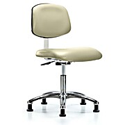 Class 10 Clean Room Vinyl Chair Chrome - Desk Height with Stationary Glides
