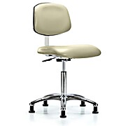 Class 10 Clean Room Vinyl Chair Chrome - Medium Bench Height with Stationary Glides