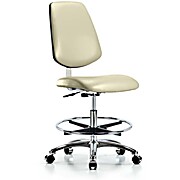 Class 10 Clean Room Vinyl Chair Chrome - Medium Bench Height with Medium Back