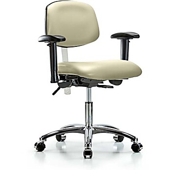 Class 100 Vinyl Clean Room Chair - Desk Height with Seat Tilt, Adjustable Arms & Casters