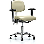 Class 100 Vinyl Clean Room Chair - Desk Height with Adjustable Arms & Stationary Glides