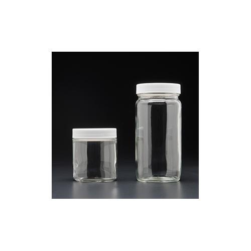 JG Finneran - 9-182 - 8oz, 250ml Clear Glass Short Straight Sided Wide Mouth Jar, 70-400mm Thread, White Polypropylene Closure, .015PTFE Lined, Standa