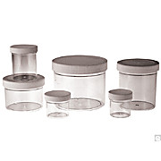 Clear Polystyrene Jar with White Polypropylene SturdeeSeal® PE Foam Caps