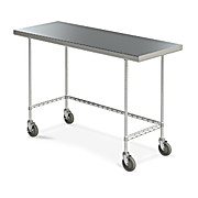 Metro Space Saver Type 316 Stainless Steel Mobile Worktable with Bottom 3-Sided Frame