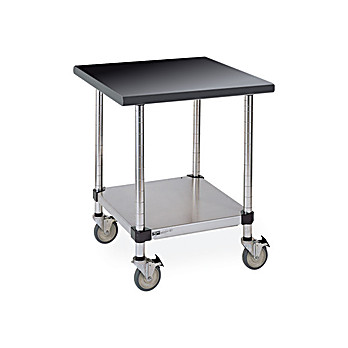 Metro Mobile-Ready Stainless Worktable with Black Phenolic Top