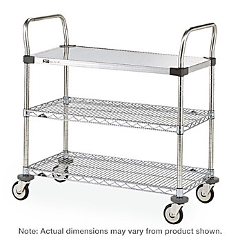 Metro MW Series Utility Cart with 1 Stainless Steel Solid