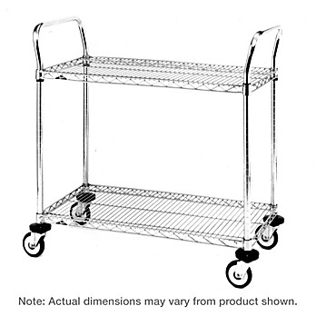 Metro MW Series Utility Cart with 2 Stainless Steel Wire Shelves, 18" x 24" x 38"