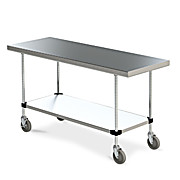 Metro Space Saver Stainless Steel Mobile Worktable with Stainless Bottom Shelf