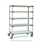 MetroMax 4 5-Shelf Industrial Plastic Shelving Mobile Cart, Solid Bottom Shelf, 24" x 60" x 79.3125"
