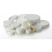 PTFE-lined Closed Caps; white PP closed-top cap with bonded PTFE liner