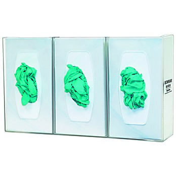 Glove Box Dispenser - Triple with Dividers - Semi-Transparent, Injection Molded Polycarbonate Plastic