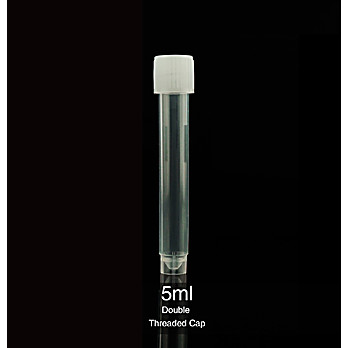 Double threaded caps for 5ml sample collection tubes, Natural, Sterile, 1000/pk, 10000/cs 