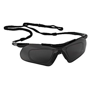 KleenGuard™ Nemesis Safety Glasses with Rx Inserts (38505), OTG Protective Glasses, Smoke Anti-Fog Lenses, Black Frame, 12 Pairs / Case