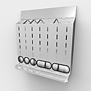 5 Slot Wall Mount Dispenser, with 3 small and 2 large slots