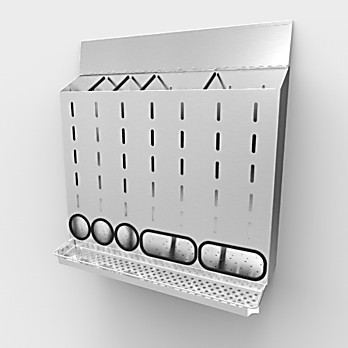 5 Slot Wall Mount Dispenser, with 3 small and 2 large slots