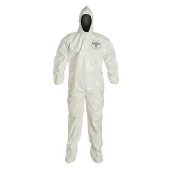 Tychem® 4000 Coveralls with Standard Fit Hood, Elastic Wrists & Attached Socks (Bound Seams)