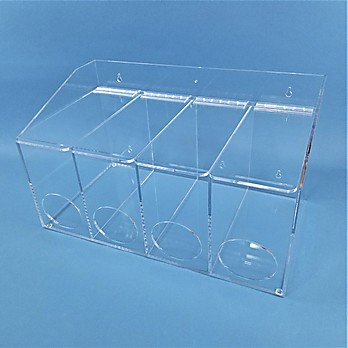 4 Compartment Glove Dispenser w/ Front Access, 1/4" Clear PETG Material-Safe w/ IPA Size: 20"W x 12"H x 11.5"D