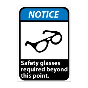 Safety Glasses Required Beyond This Point Signs