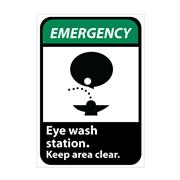 Emergency, Eye Wash Station Keep Area Clear With Graphic Signs