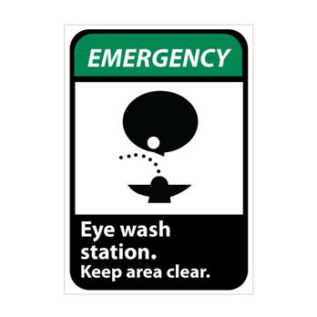 Emergency, Eye Wash Station Keep Area Clear With Graphic Signs
