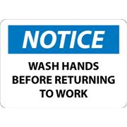 Notice, Wash Hands Before Returning To Work Signs