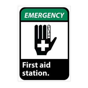 Emergency, First Aid Station With Graphic Signs