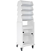White PVC Tall Slanted Suture Carts with Bulk Storage Area and Acrylic Door