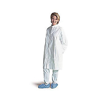 Tyvek® IsoClean® Frocks with Serged Seams & High Mandarin Collar with Snap